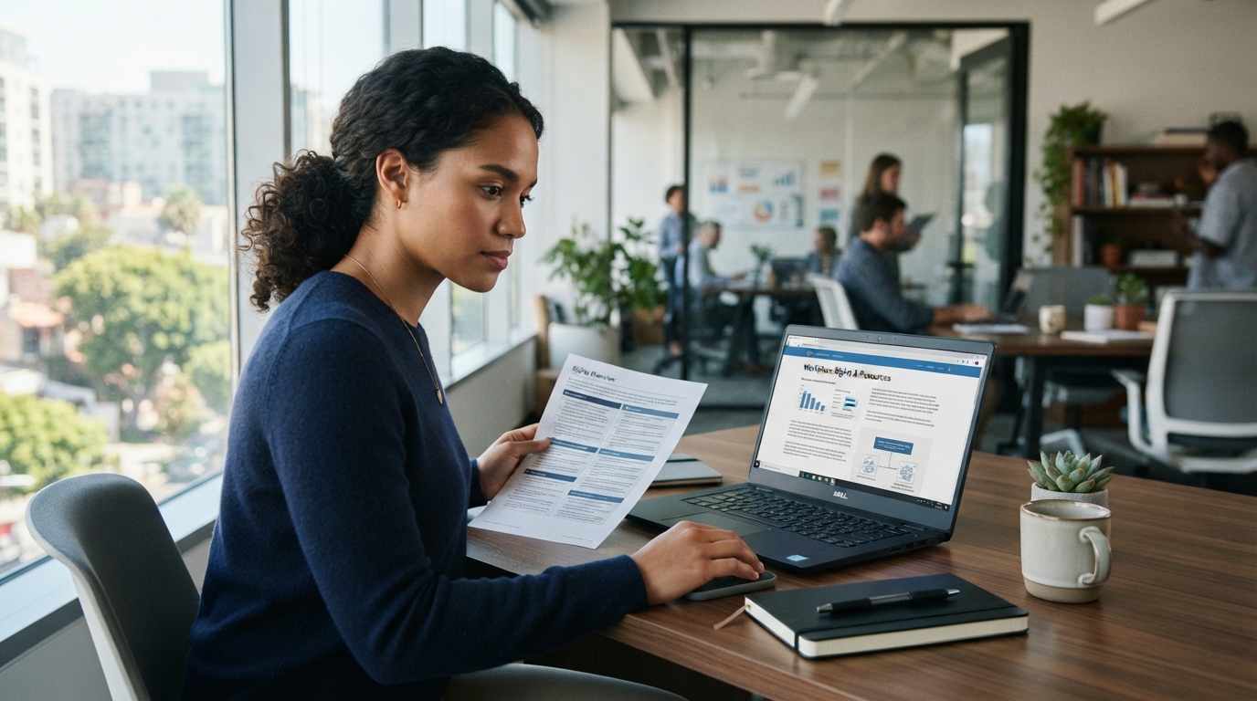 Employee reviewing California workplace rights and protections