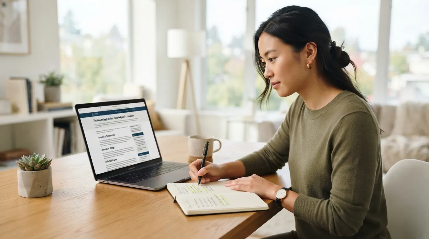 Person reading frequently asked legal questions online