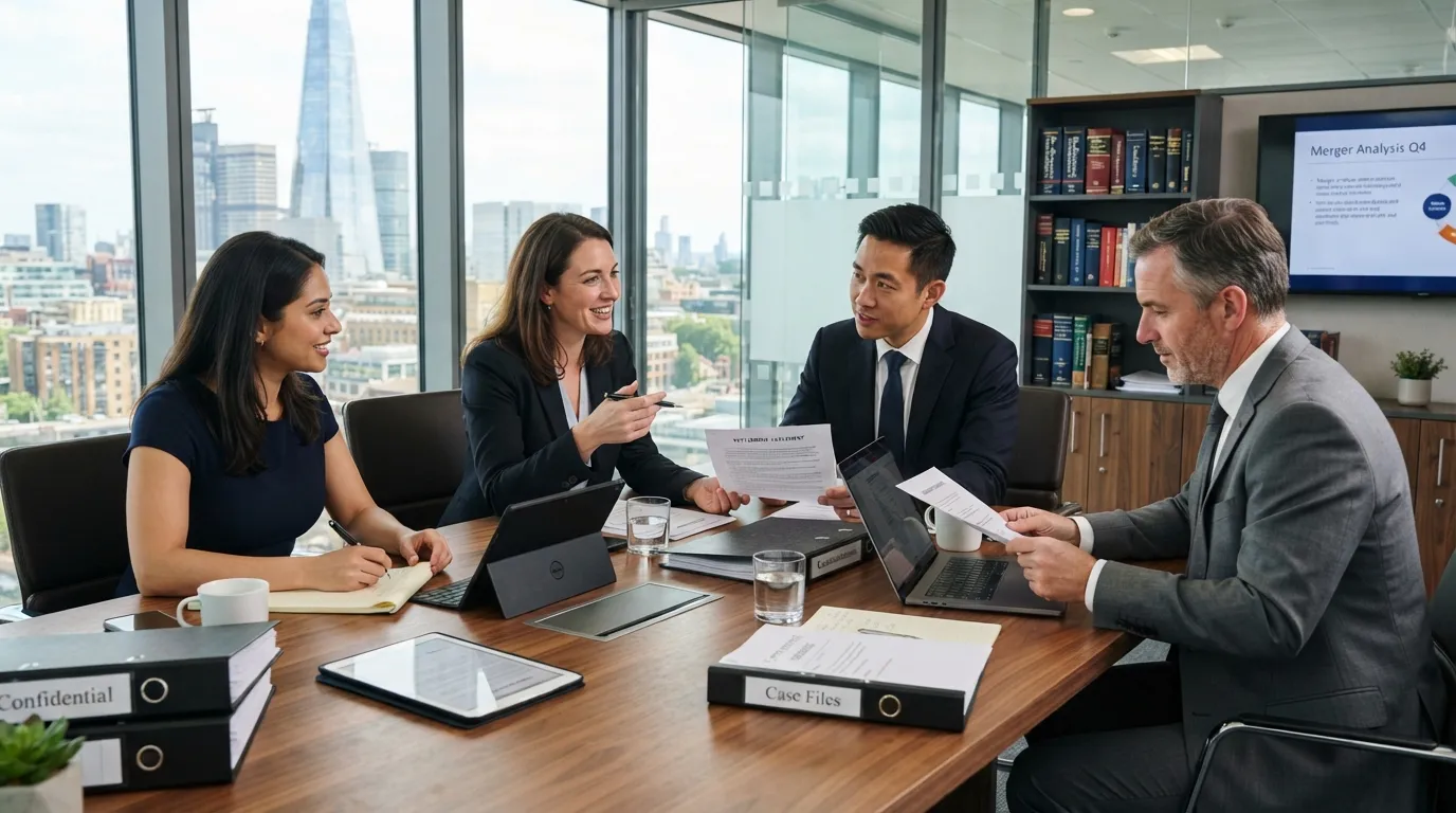Professionals discussing different legal practice areas